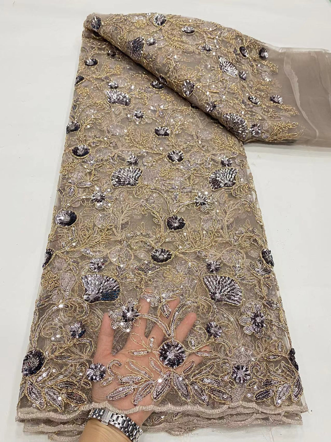 5 YARDS / 7 COLORI / Tessuto Clément con paillettes e perline, ricamo, glitter, pizzo scintillante, tessuto per abiti da cerimonia nuziale