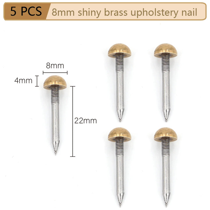 Round Dome Solid Brass Upholstery Nails
