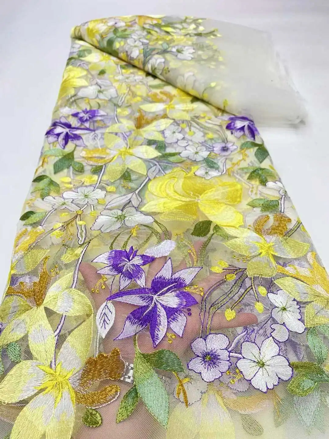 5 Yards / 14 Colors / Ivoryne Multicolor Flowers Tulle Lace Fabric