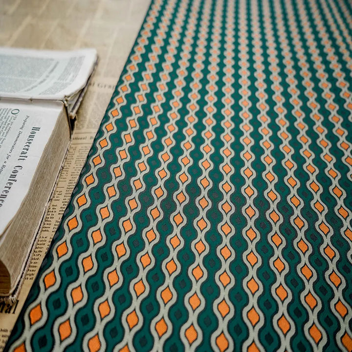 Rayan Retro Orange Green Midcentury Jacquard Fabric