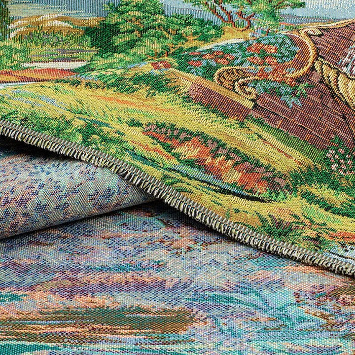 Labrie Multi Color Floral Scenic Garden Chenille Woven Jacquard Fabric