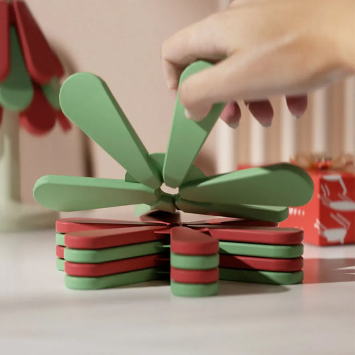 1/3Pcs Tree Shaped Trivet Stackable Christmas Themed Multi-Function Coaster