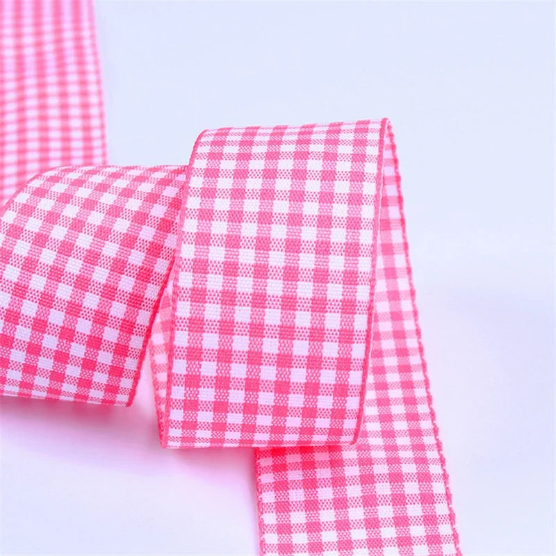 5 Yards / Lattice Plaid Gift Wrapping Polyester Ribbon