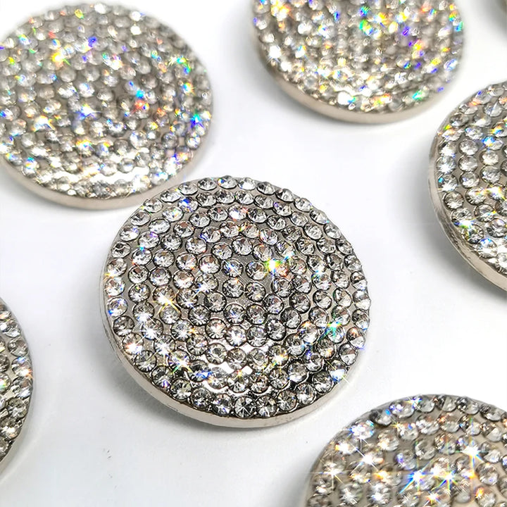 Shuier 26MM Rhinestone Metal Round Buttons - 6 PC
