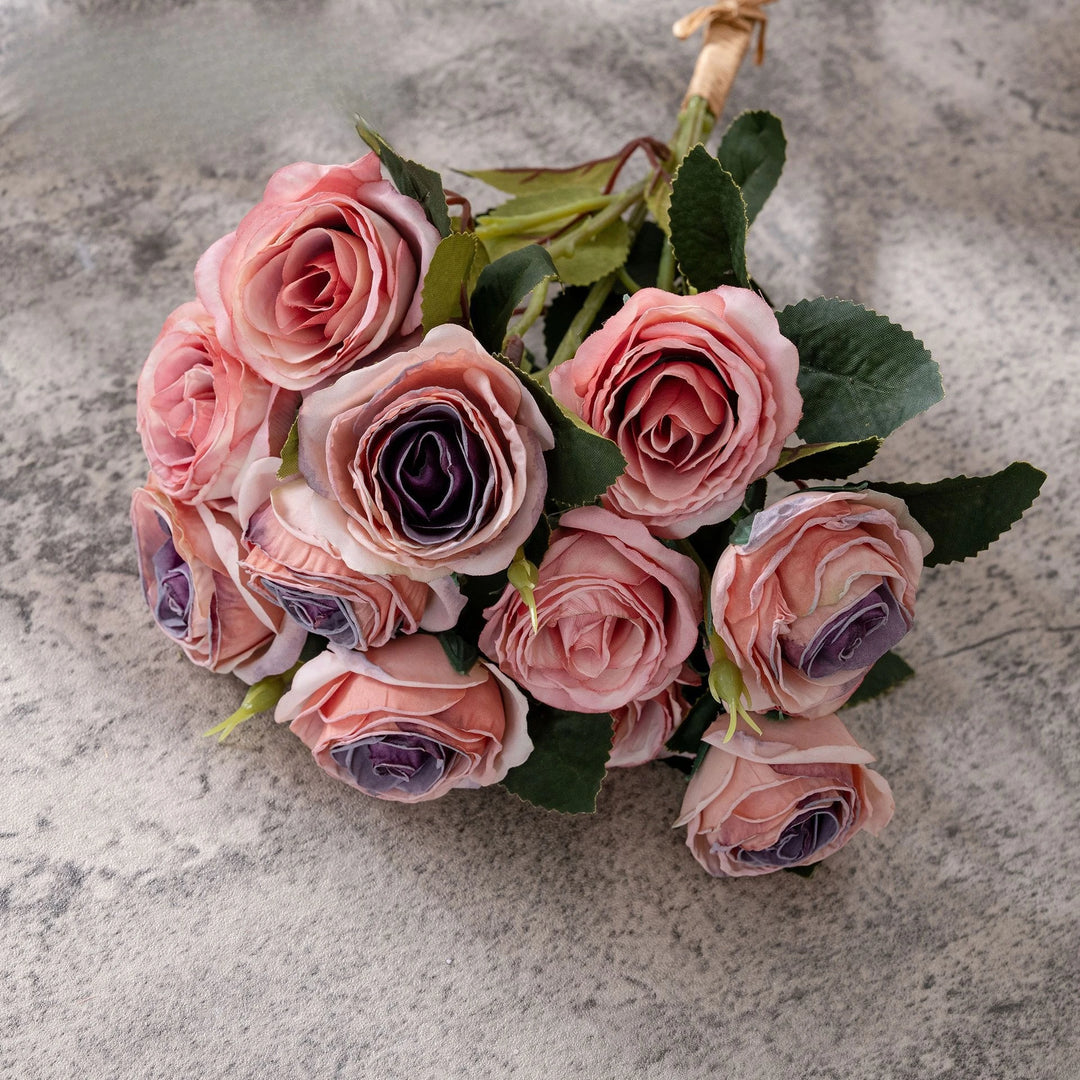 Brio 17 Inch Artificial Burnt Edge Rose Bouquet