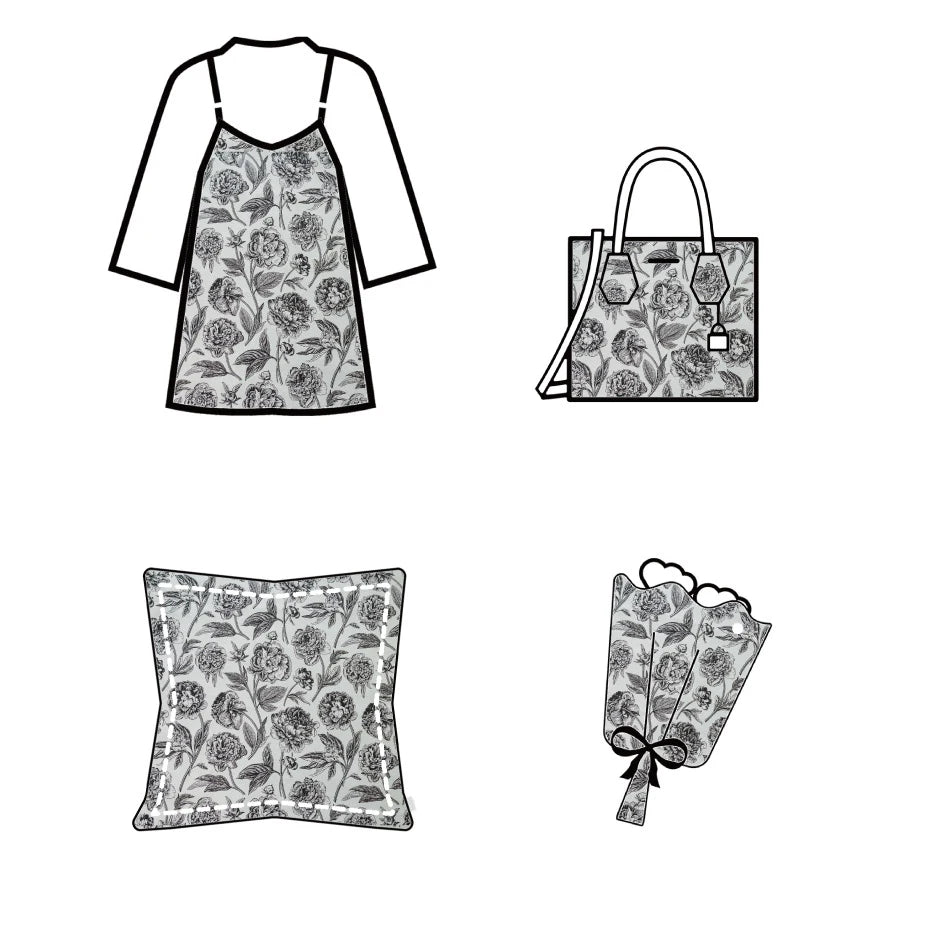 Utopis Black White Large Flower Jacquard Brocade Fabric