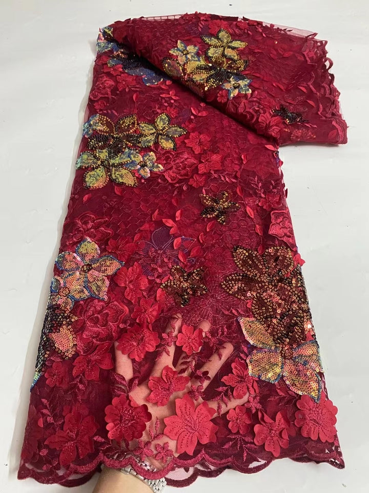 5 YARD / 9 COLORI / Tessuto per abiti da cerimonia nuziale in pizzo scintillante con ricami di perline e paillettes Eden