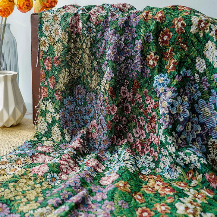 Demure Garden Flowers Woven Chenille Fabric