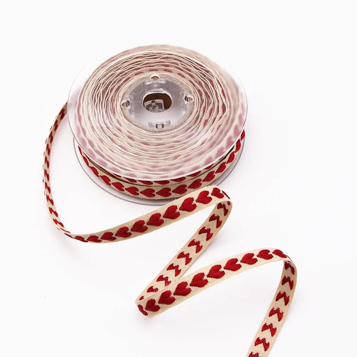 10 Meter / Polyester Woven Heart Decoration Ribbon