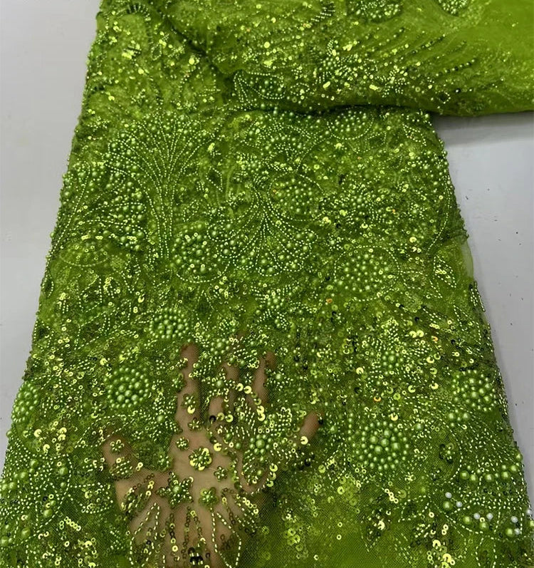 5 YARDS / 8 COLORS / Virelle Beaded Embroidery Bridal Mesh Lace Fabric