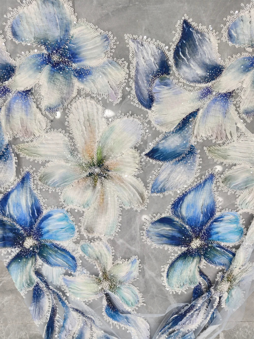 5 YARDS / 4 COLORS / Beauclaire Beaded Embroidery Bridal Mesh Lace Fabric