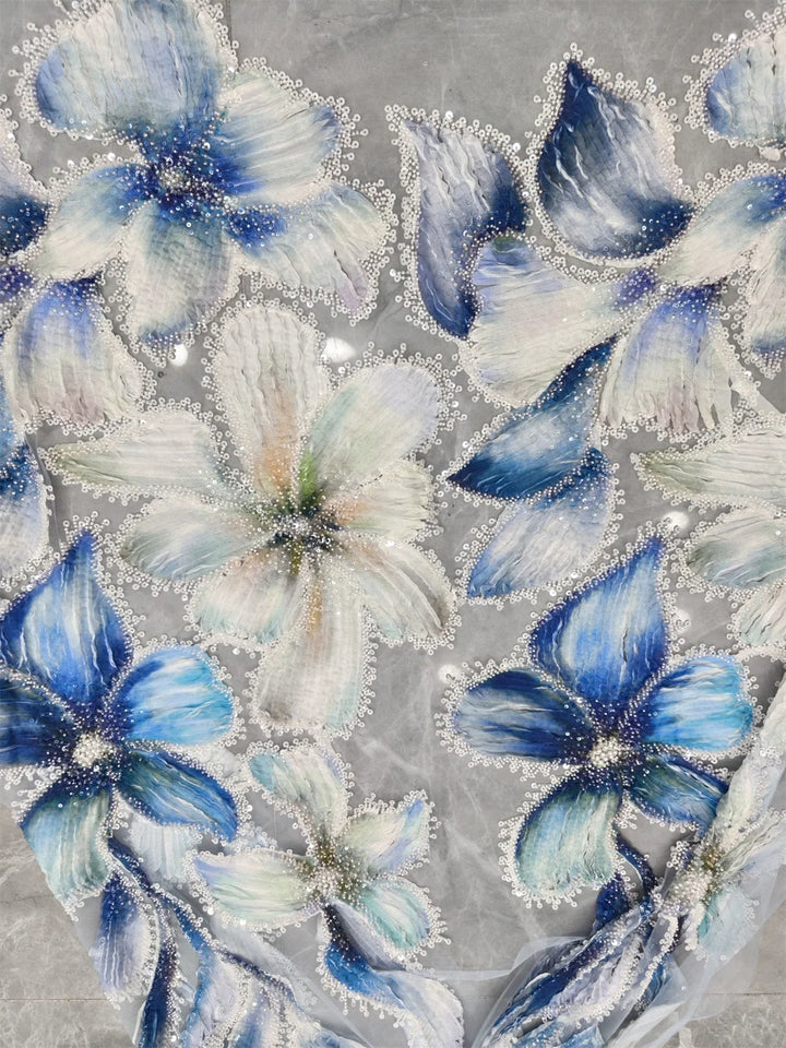 5 YARDS / 4 COLORS / Beauclaire Beaded Embroidery Bridal Mesh Lace Fabric