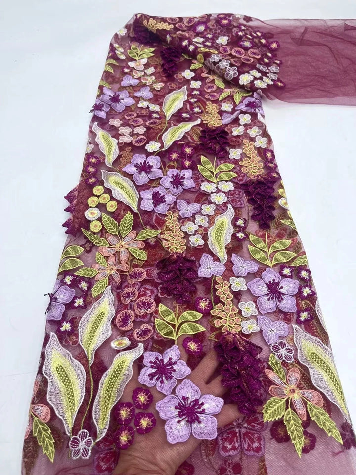 5 Yards / 6 Colors / Brillisse Multicolor Flowers Tulle Lace Fabric