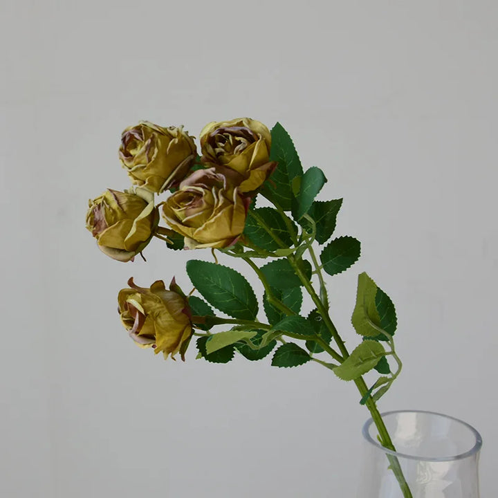 Serein 17 inch 5 Head Vintage Faux Rose Flower