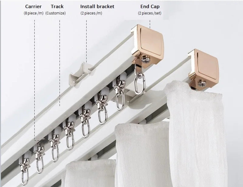 Draper Track Rockmere Curtain Drapery Track | Custom Lengths 1–3m | Single & Double ...