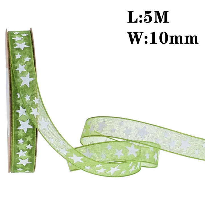 5 Meters / Christmas Satin Natural Organza Ribbon