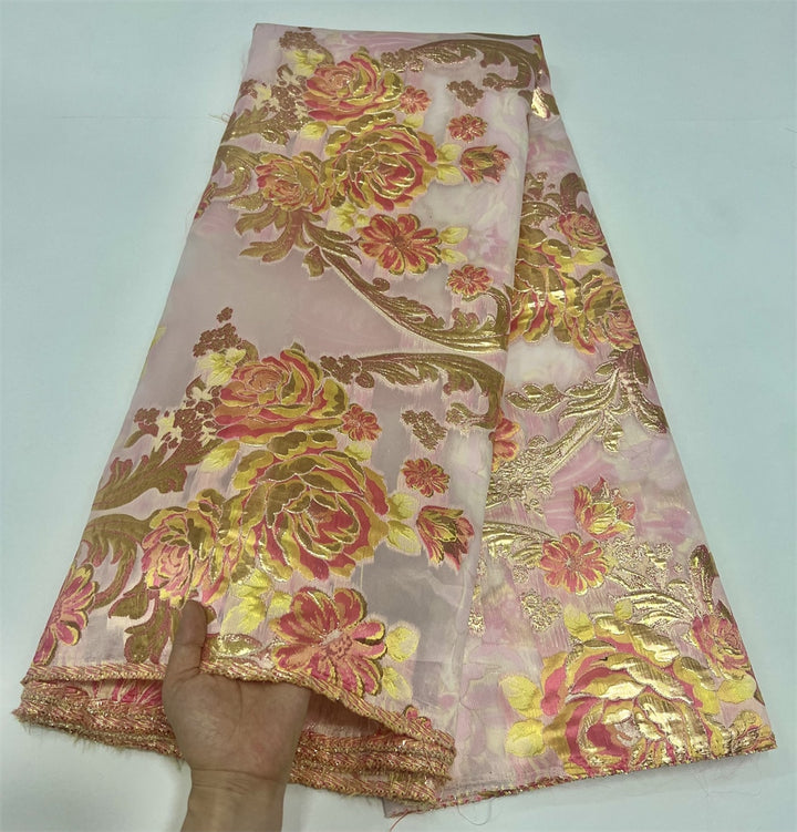 5 YARDS / 5 COLORS / Large Floral Semi Sheer Floral Viscose Jacquard Brocade Woven Fashion Jacket Dress Fabric