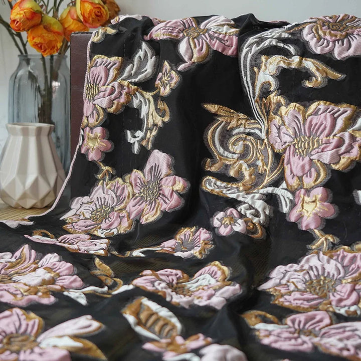 Loopi Retro Embossed Large Flower Yarn Dyed Jacquard Fabric