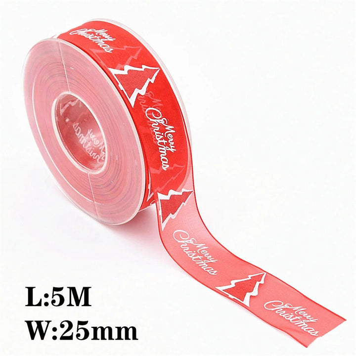 5 Meters / Christmas Satin Natural Organza Ribbon