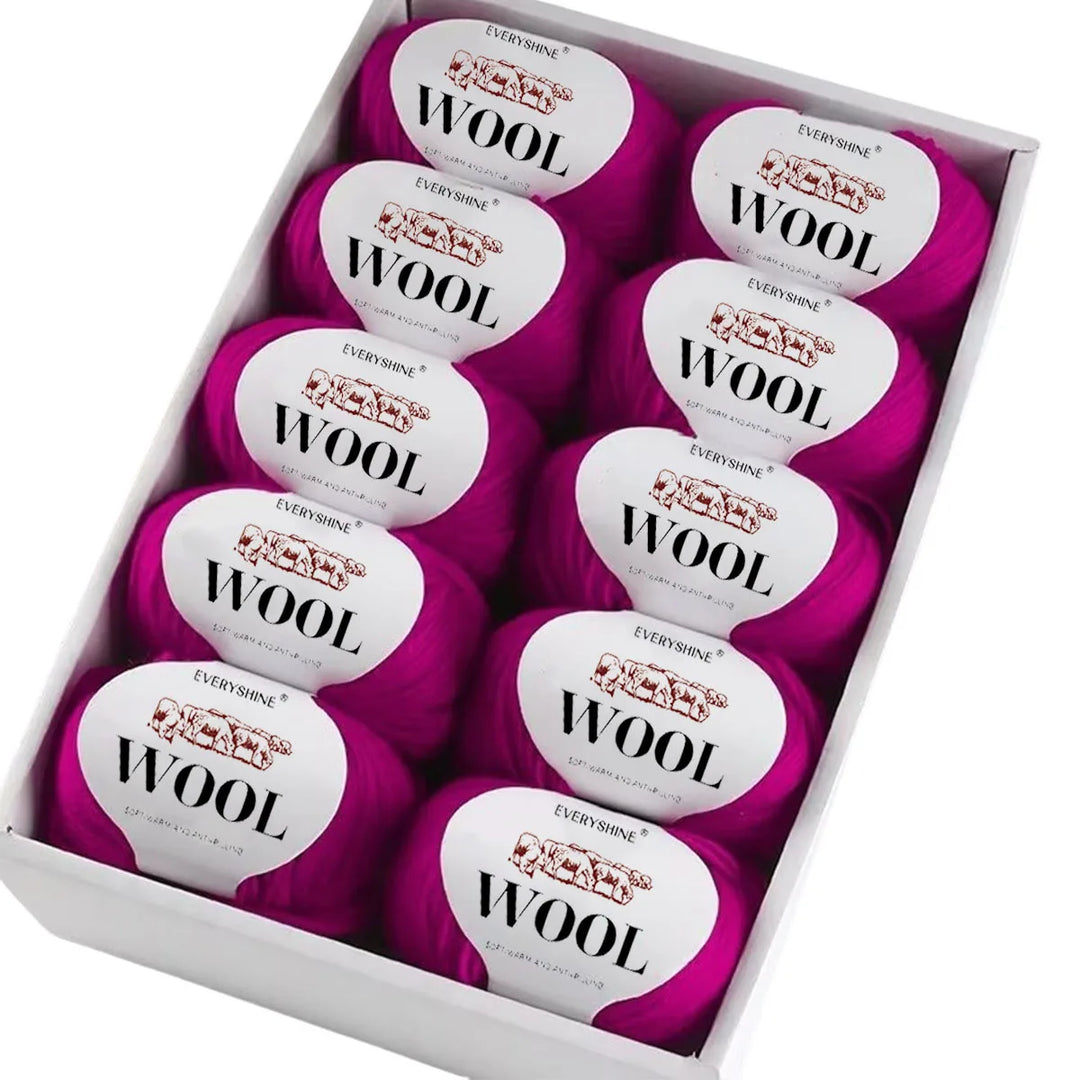10-Pack Wool Blend Yarn Medium-Fine 80% Wool 20% Polyester