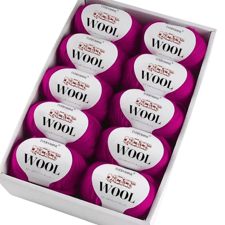 10-Pack Wool Blend Yarn Medium-Fine 80% Wool 20% Polyester