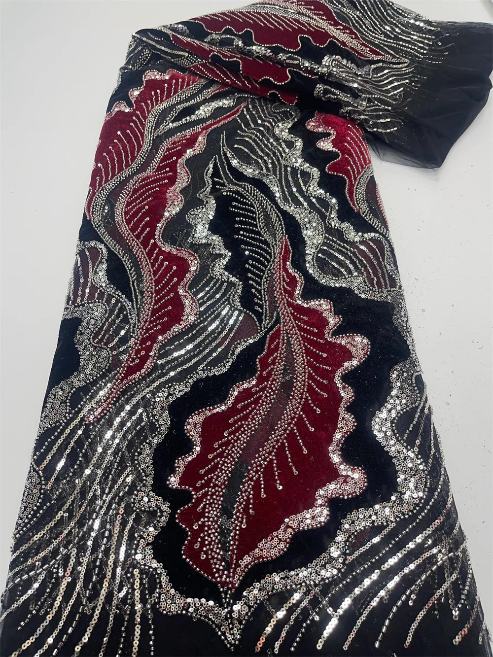 5 YARDS / 6 COLORS / Beadique Abstract Beaded Embroidery Bridal Mesh Lace Fabric