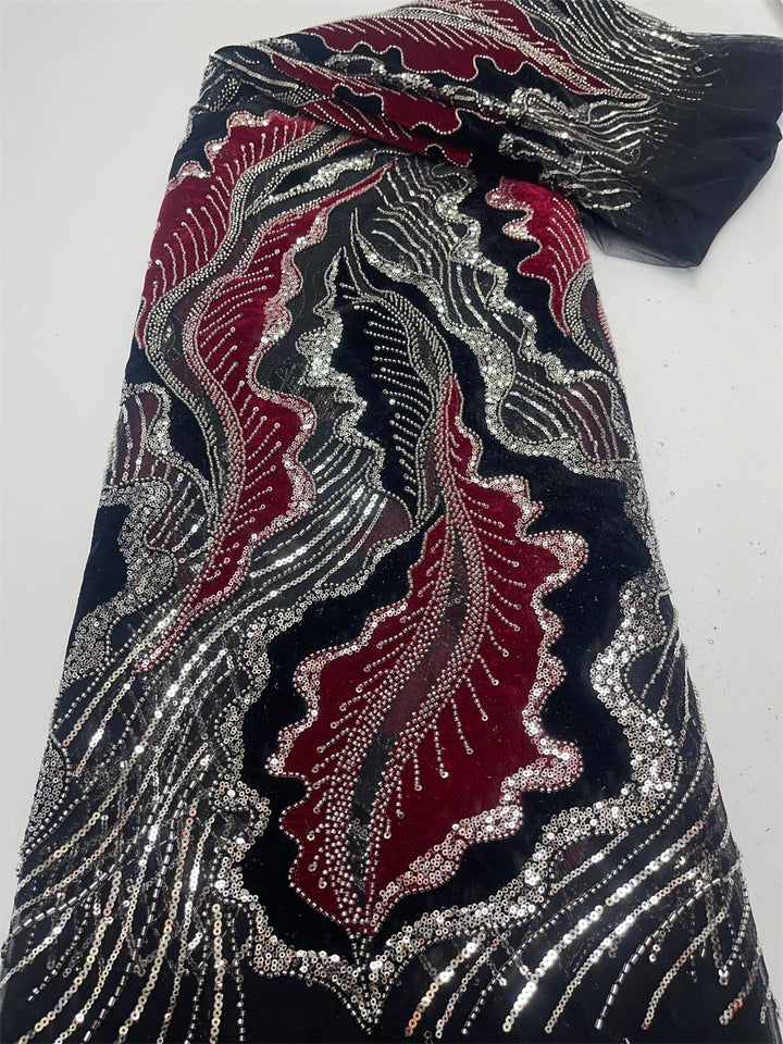 5 YARDS / 6 COLORS / Beadique Abstract Beaded Embroidery Bridal Mesh Lace Fabric