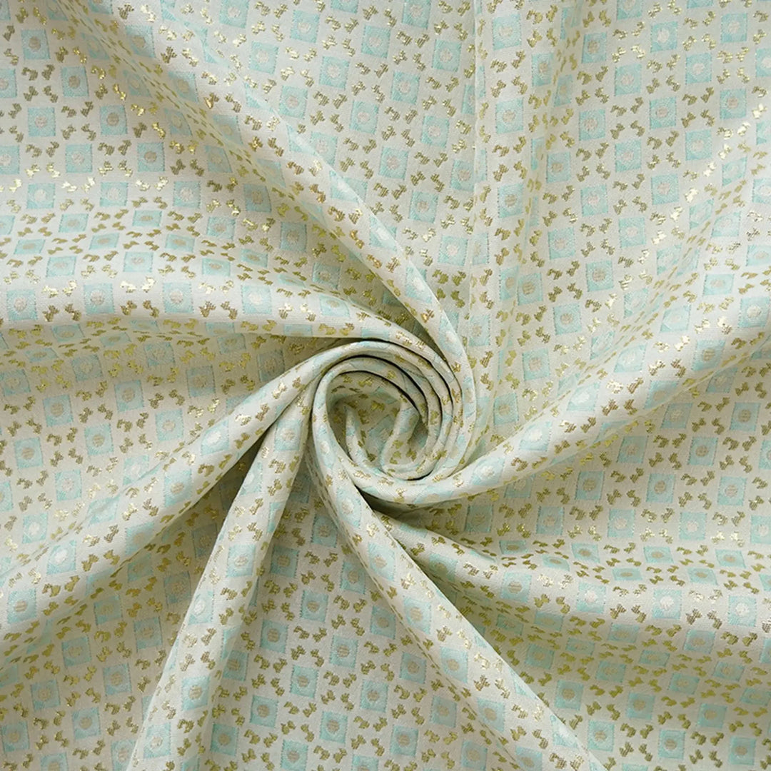 Sumira Gold Silk Geometric Relief Jacquard Fabric