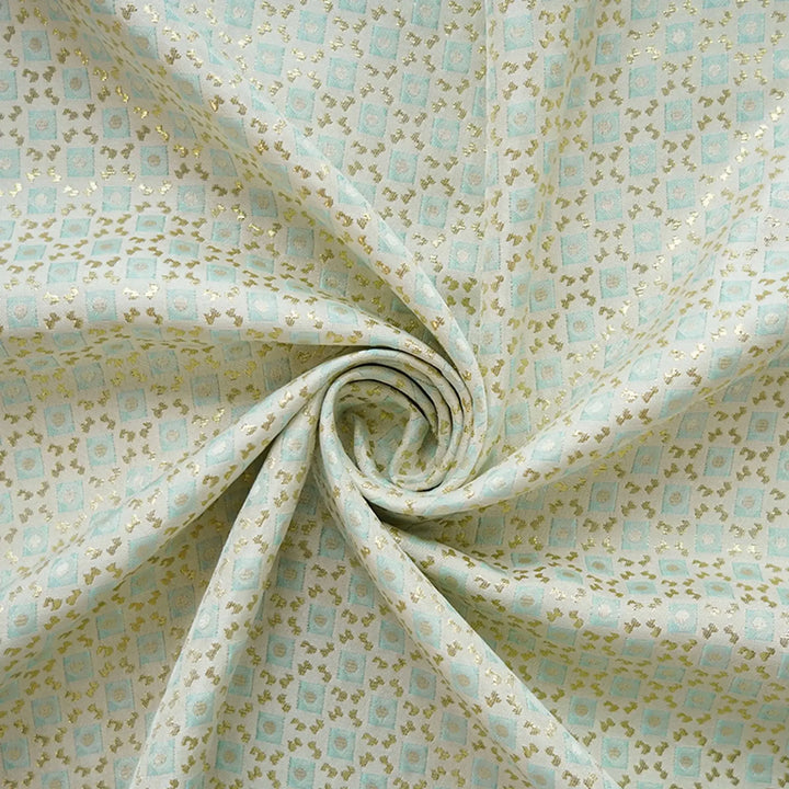 Sumira Gold Silk Geometric Relief Jacquard Fabric