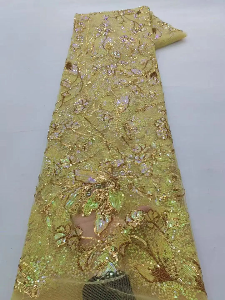 5 YARDS / 9 COLORS / Mandolini Sequin Beaded Embroidery Glitter Mesh Sparkly Lace Wedding Party Dress Fabric