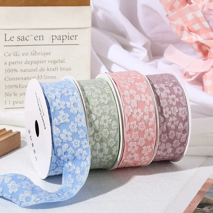 10 Yards / 3D Flower Wrinkle Embossment Ribbon