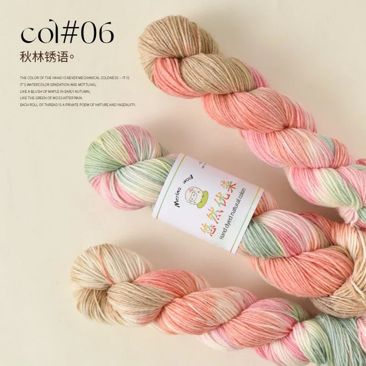 100g Colorful Merino Wool Yarn Handmade Dyed Yarn