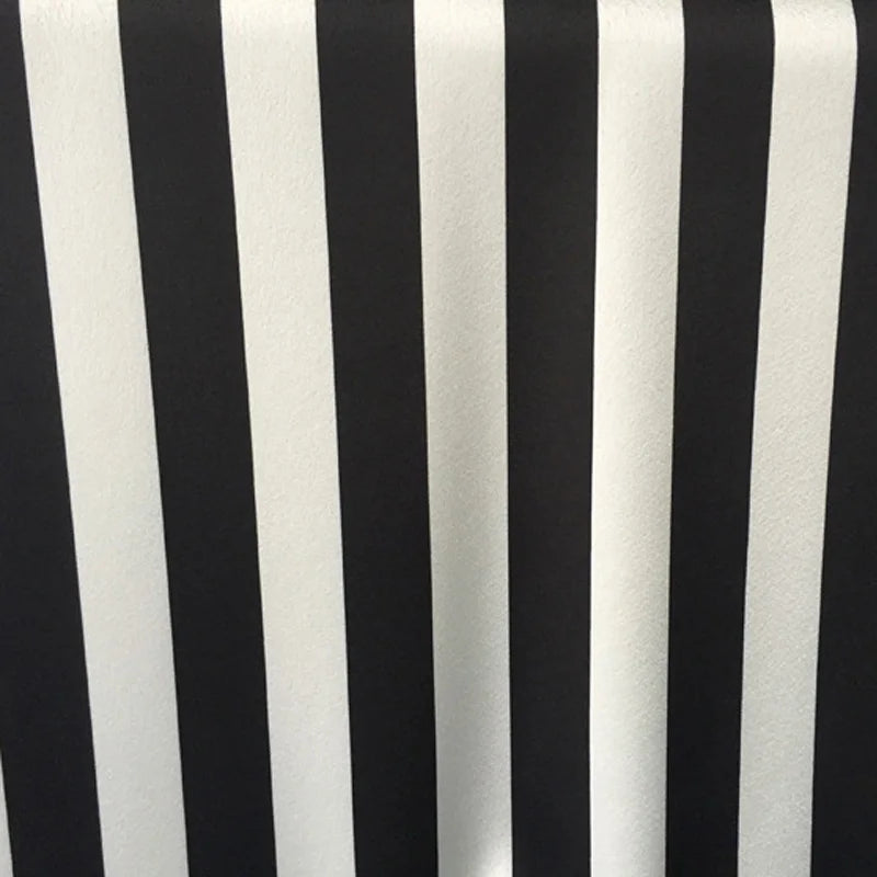 Black & White Stripe Printed Polyester Satin Fabric