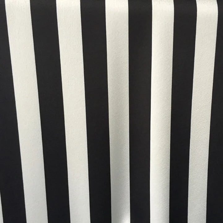 Black & White Stripe Printed Polyester Satin Fabric