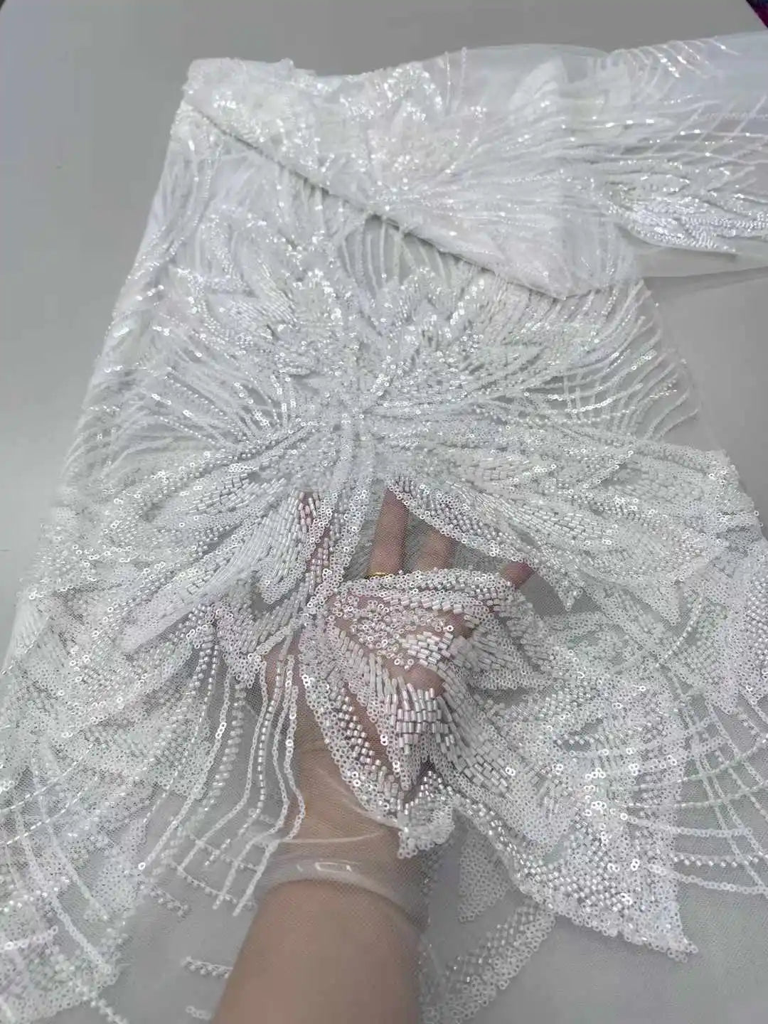 5 YARDS / 10 COLORS / Ornexa Beaded Embroidery Bridal Mesh Lace Fabric