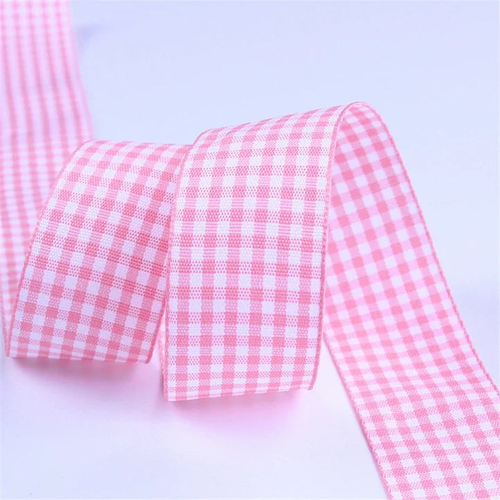 5 Yards / Lattice Plaid Gift Wrapping Polyester Ribbon