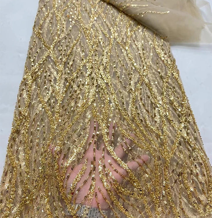 5 YARDS / 7 COLORS / Elysia Beaded Embroidery Bridal Mesh Lace Fabric