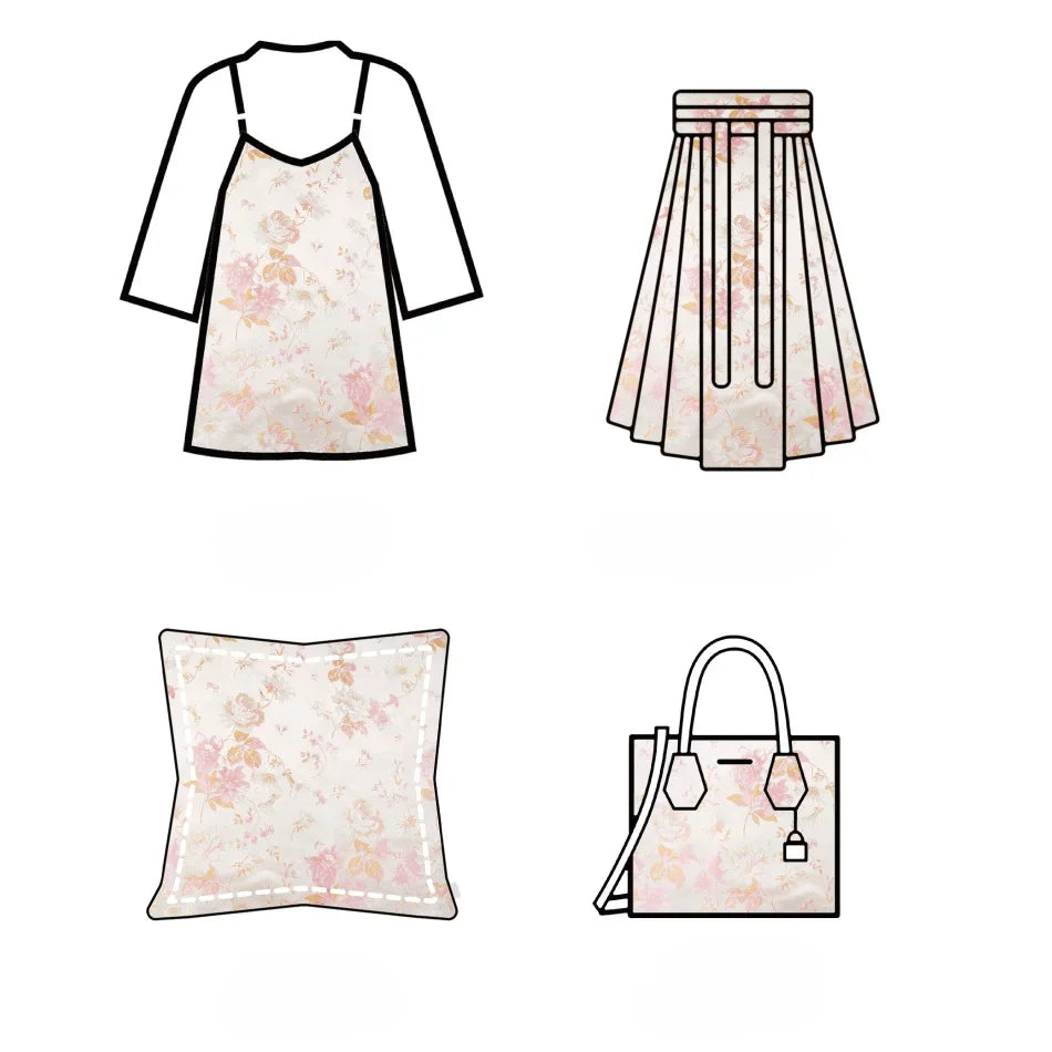 Shumi Pink Flower Satin Jacquard Fabric