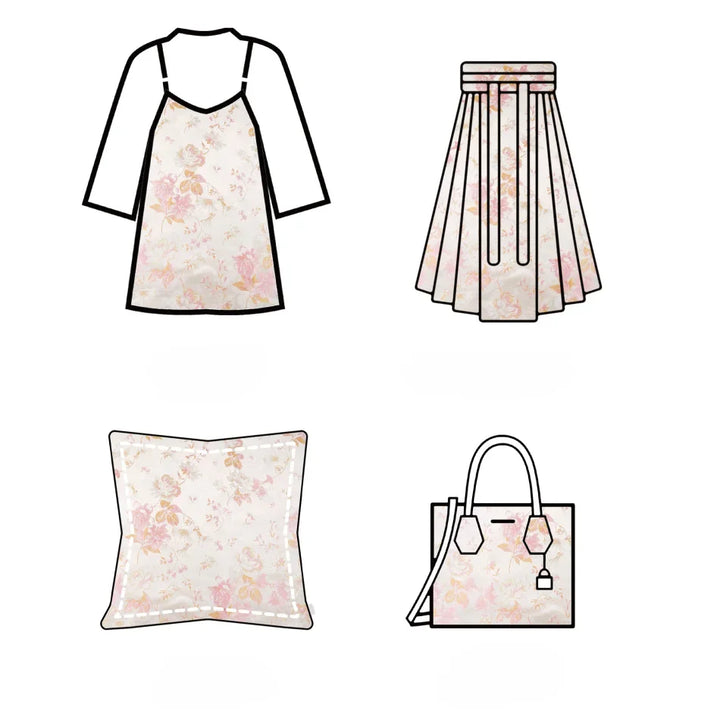 Shumi Pink Flower Satin Jacquard Fabric