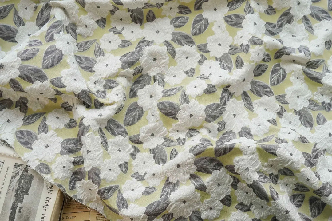 Locke Leaf Flowe Yarn Dyed Jacquard Fabric