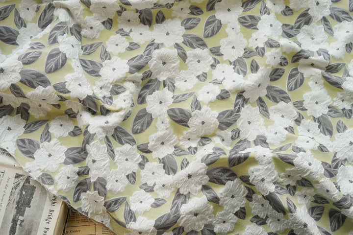 Locke Leaf Flowe Yarn Dyed Jacquard Fabric