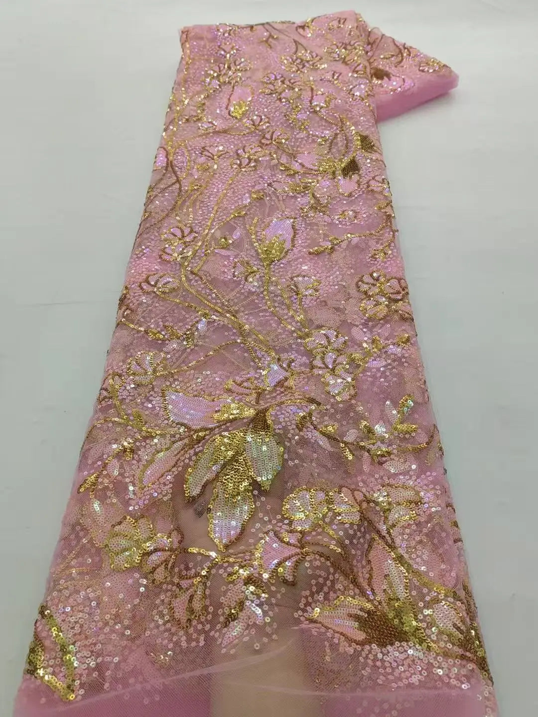 5 YARDS / 9 COLORS / Mandolini Sequin Beaded Embroidery Glitter Mesh Sparkly Lace Wedding Party Dress Fabric