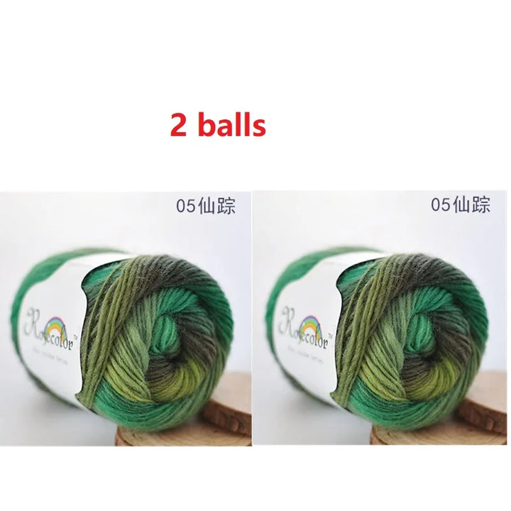 100% Wool Yarn Rainbow Color for Hand Knitting Crochet