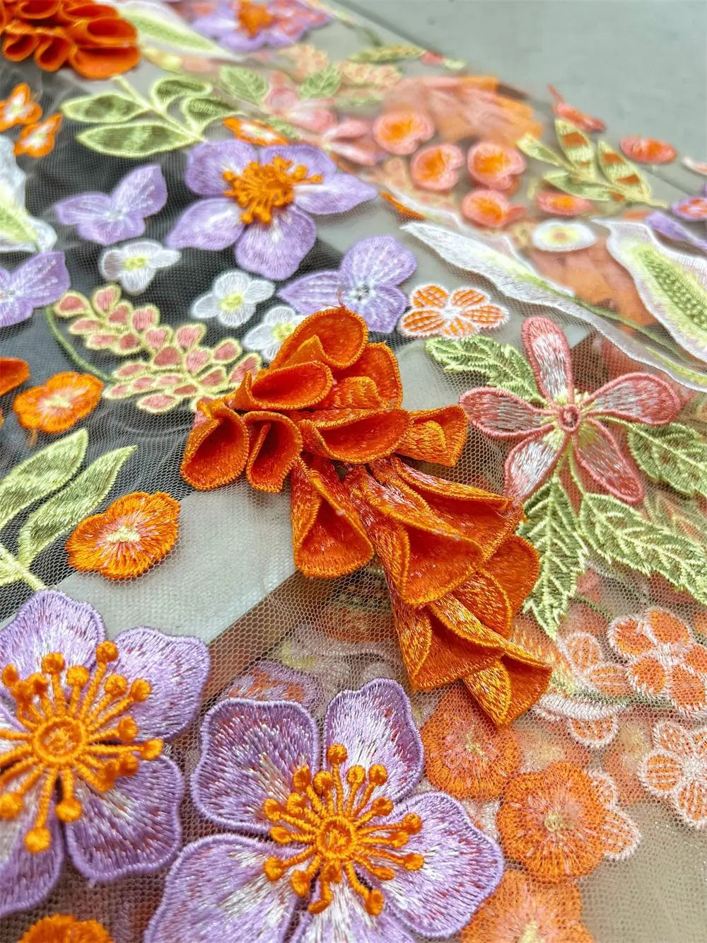 Auro Embroidered Tulle Lace Fabric