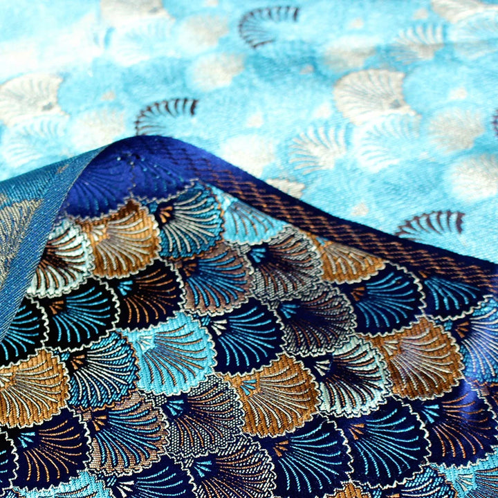 Ancora Oriental Ocean Blue Jacquard Fabric
