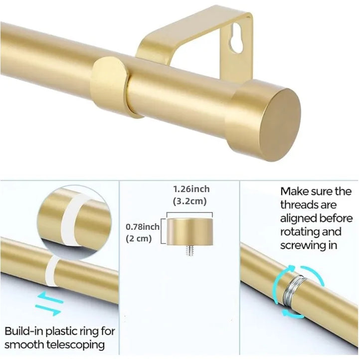 Metallic Gold Drapery Adjustable Curtain Rod