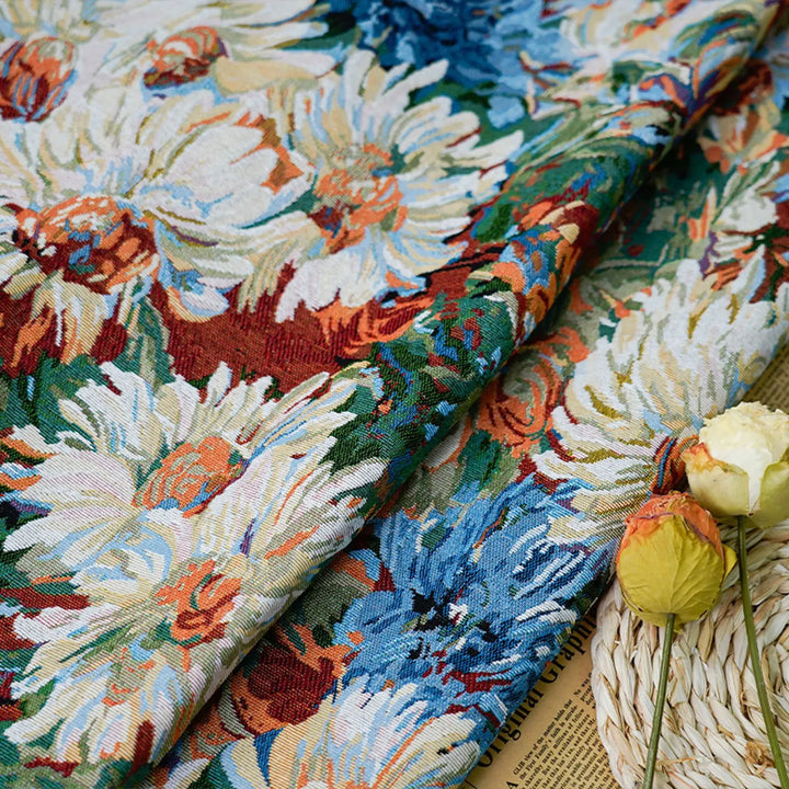 Nicole Vintage Oil Painting Large Floral Chenille Fabric