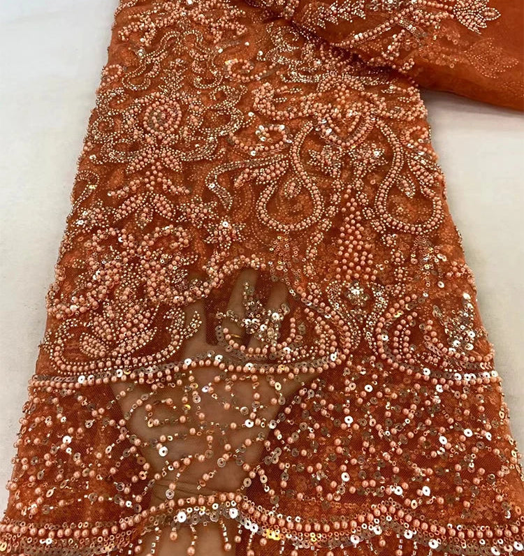 5 YARDS / 13 COLORS / Luxoria Beaded Embroidery Bridal Mesh Lace Fabric