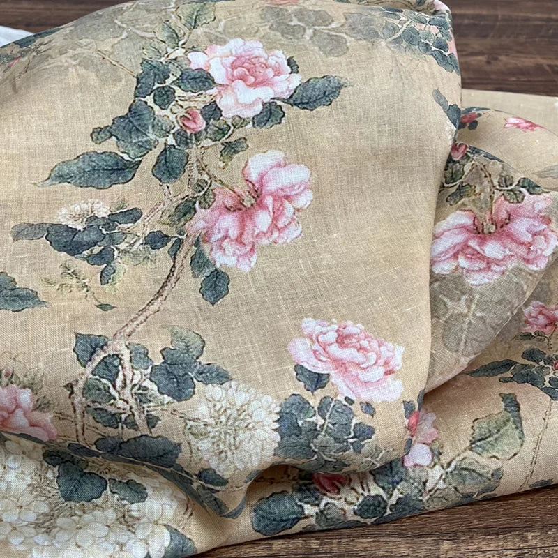 Inci Floral Cotton Linen Fabric