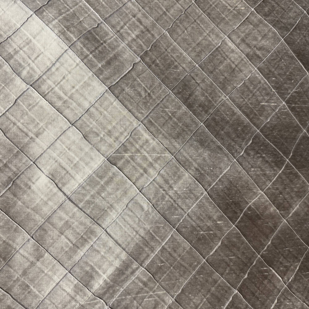 Tirelle Solid Quilted Small Diamond Silk Fabric in Bronze